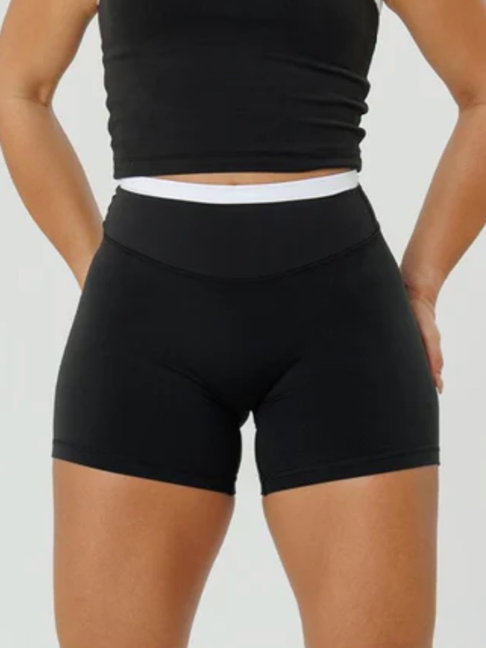 Paragon Fitwear Black Women’s Bike Shorts with White Waistband